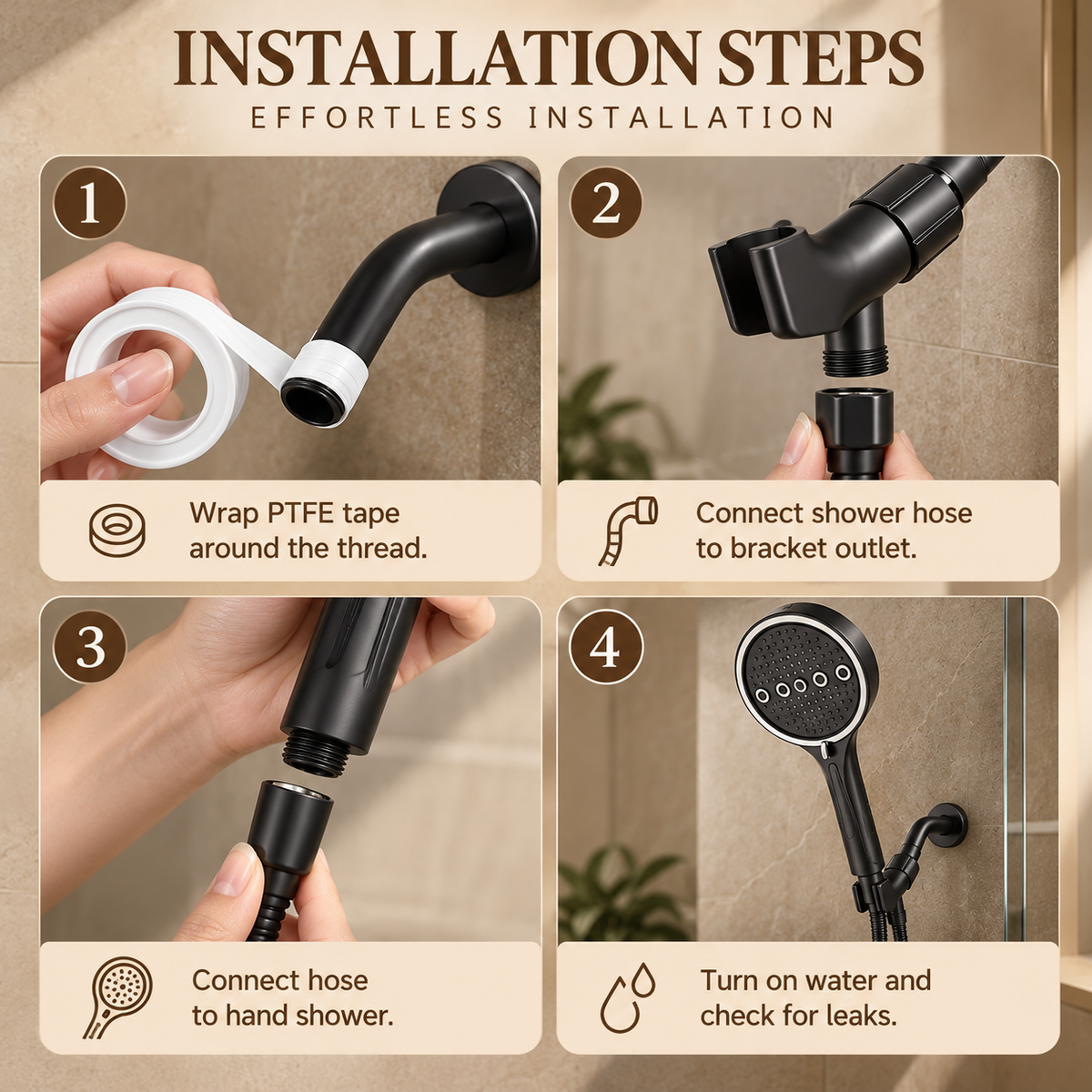 Rainvale High-Pressure Shower Head – 6 Spray Modes